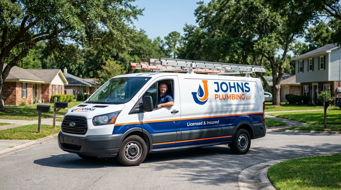 Johns Plumbing LLC service van in Wewoka, OK