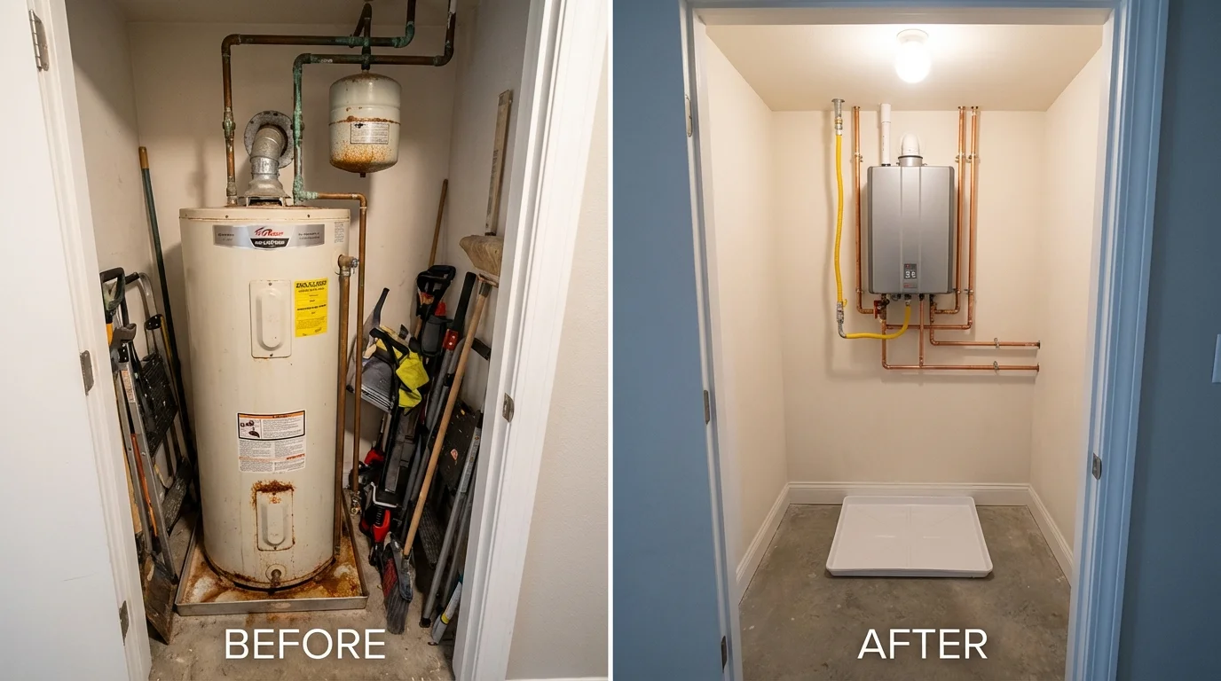 Tank water heater versus wall-mounted tankless unit comparison for Wewoka, OK homeowners